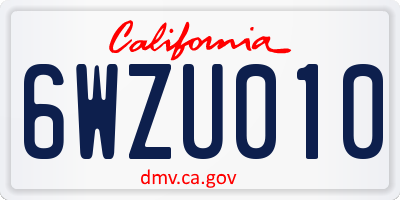 CA license plate 6WZU010