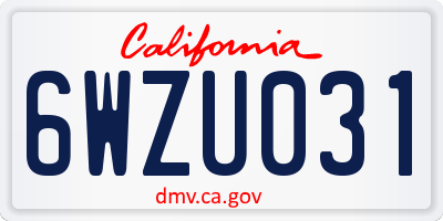 CA license plate 6WZU031