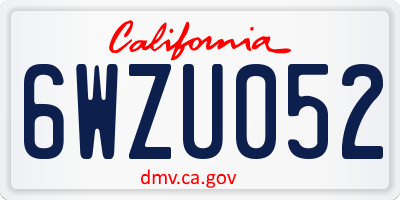 CA license plate 6WZU052