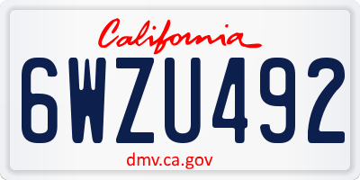 CA license plate 6WZU492