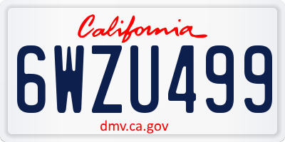 CA license plate 6WZU499