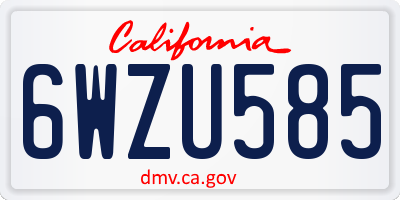 CA license plate 6WZU585