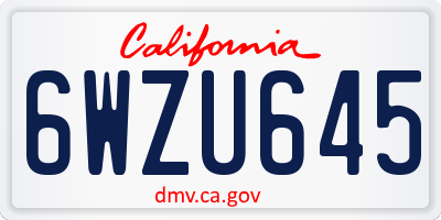 CA license plate 6WZU645