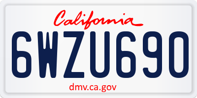 CA license plate 6WZU690