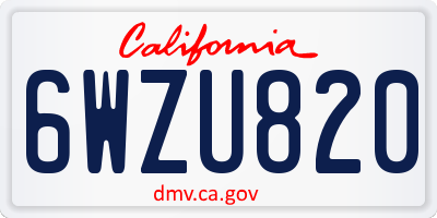 CA license plate 6WZU820