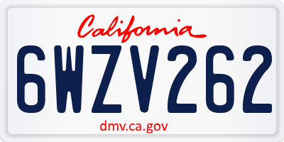 CA license plate 6WZV262