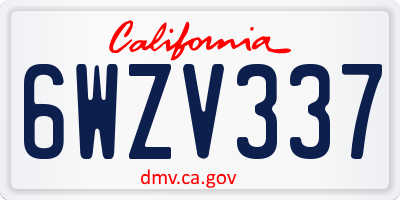 CA license plate 6WZV337