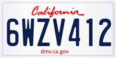 CA license plate 6WZV412