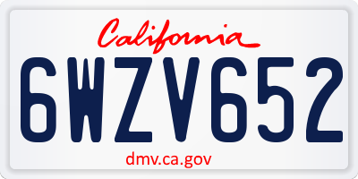 CA license plate 6WZV652