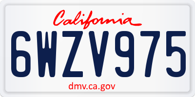 CA license plate 6WZV975