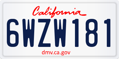 CA license plate 6WZW181