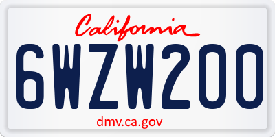 CA license plate 6WZW200