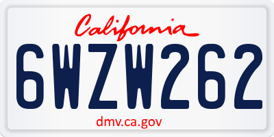 CA license plate 6WZW262