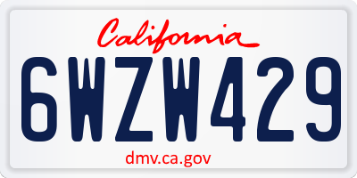 CA license plate 6WZW429
