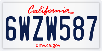 CA license plate 6WZW587