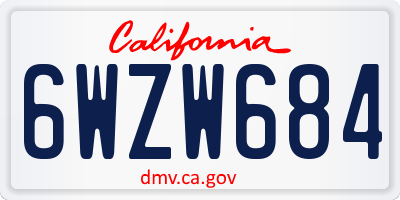 CA license plate 6WZW684