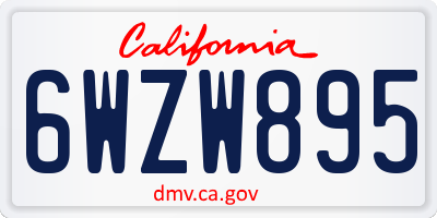 CA license plate 6WZW895