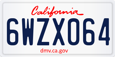 CA license plate 6WZX064