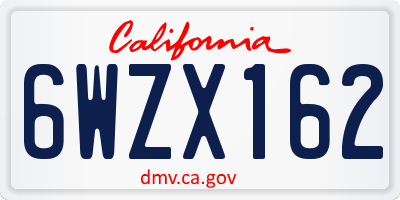 CA license plate 6WZX162