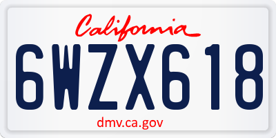 CA license plate 6WZX618