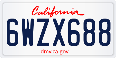 CA license plate 6WZX688