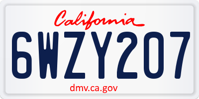 CA license plate 6WZY207