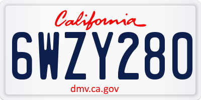 CA license plate 6WZY280