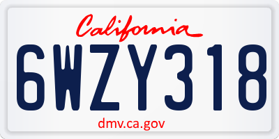 CA license plate 6WZY318