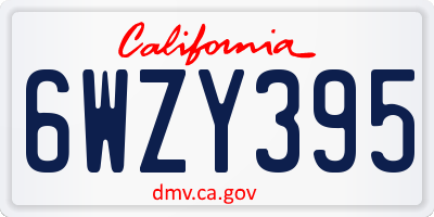 CA license plate 6WZY395