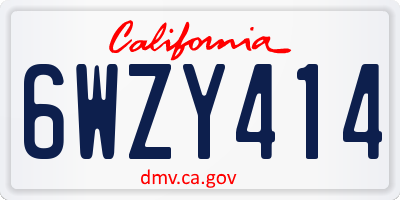CA license plate 6WZY414