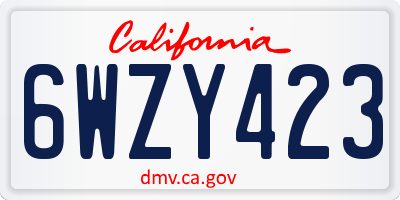 CA license plate 6WZY423