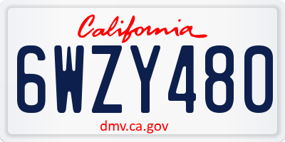 CA license plate 6WZY480