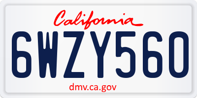 CA license plate 6WZY560