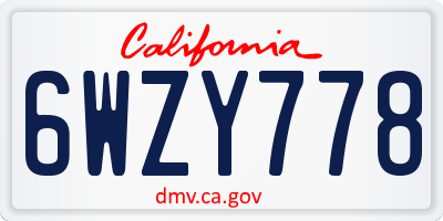 CA license plate 6WZY778