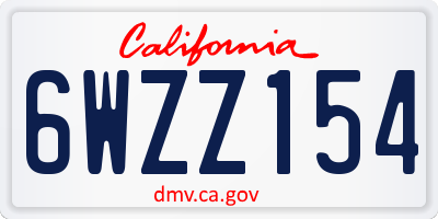 CA license plate 6WZZ154