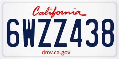 CA license plate 6WZZ438
