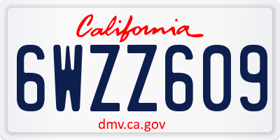 CA license plate 6WZZ609