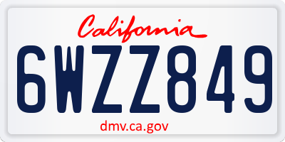 CA license plate 6WZZ849