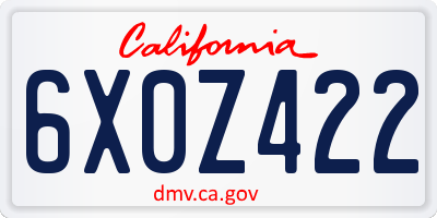 CA license plate 6X0Z422