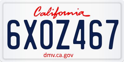 CA license plate 6X0Z467