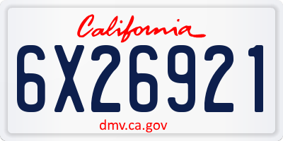 CA license plate 6X26921