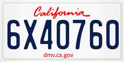 CA license plate 6X40760