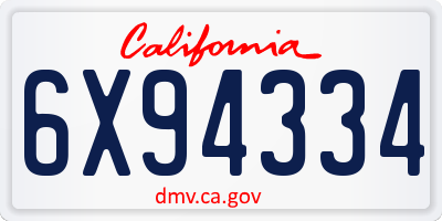 CA license plate 6X94334