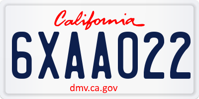 CA license plate 6XAA022