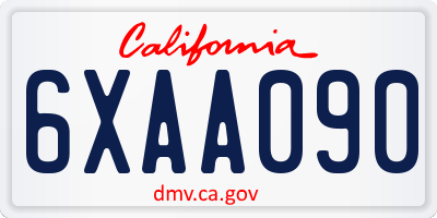CA license plate 6XAA090