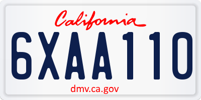 CA license plate 6XAA110
