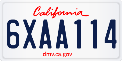 CA license plate 6XAA114