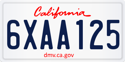 CA license plate 6XAA125