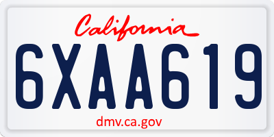CA license plate 6XAA619
