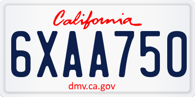 CA license plate 6XAA750